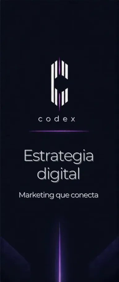 Banner vertical para stories de Codex con el logotipo, el lema y un haz de luz violeta en la parte inferior